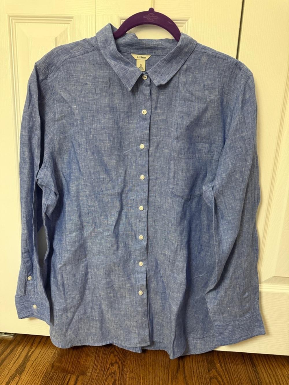 L.L. Bean Women's Chambray Button-Down Shirt - Light Blue